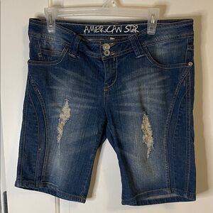 Ladies Blue Denim Women's Shorts, waist 19”, size 9